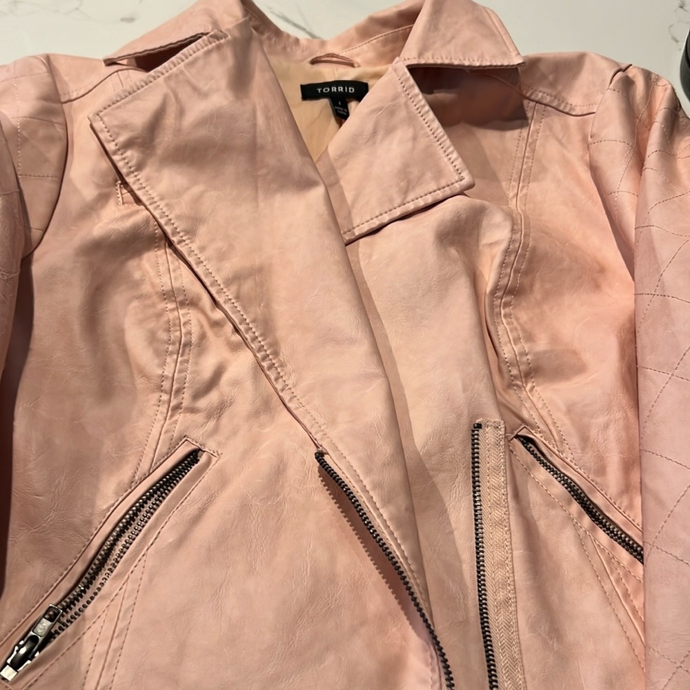 Peach color leather type jacket torrid